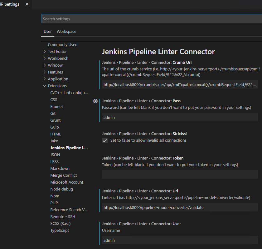 Jenkins pipeline linter 设置